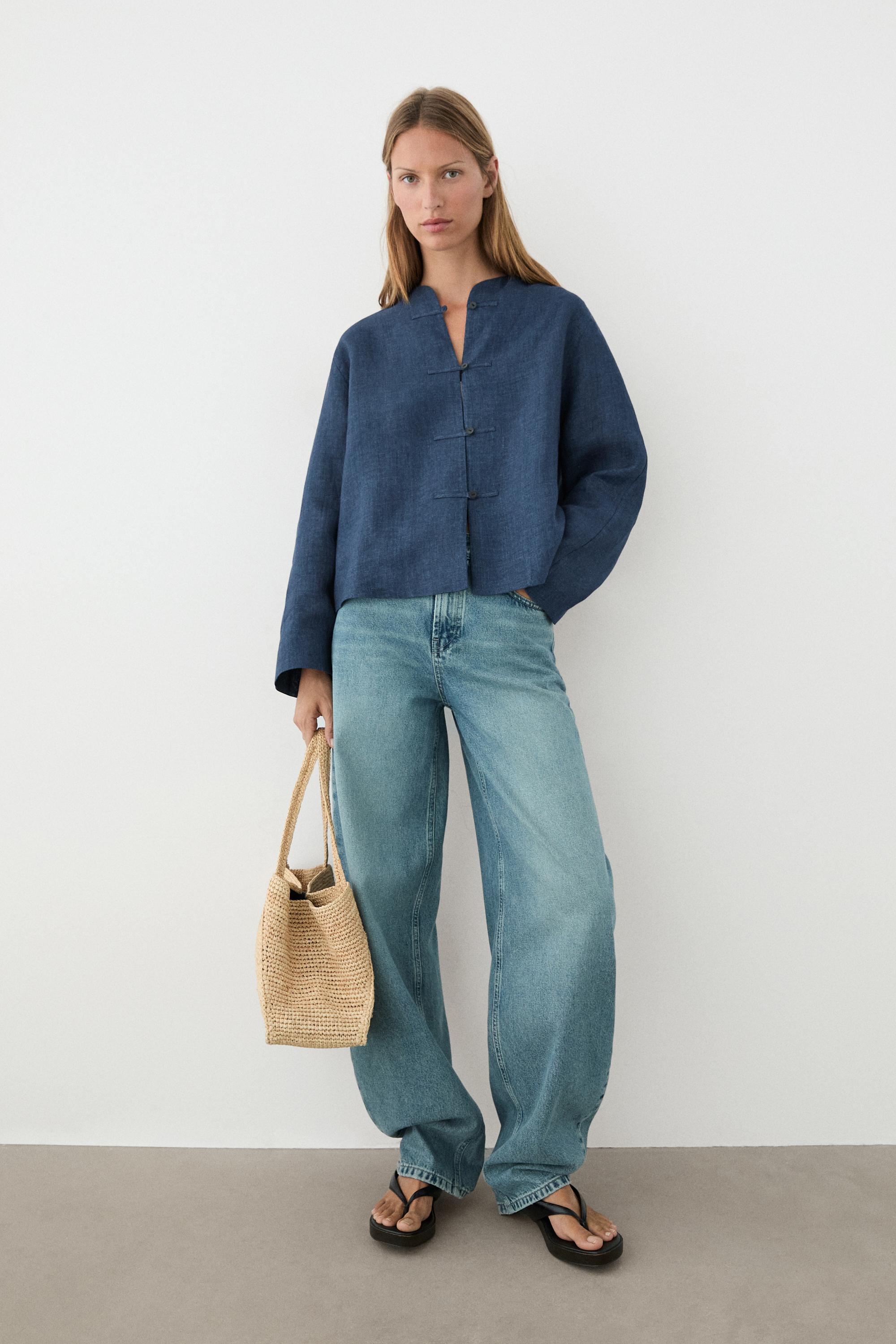 100% linen overshirt with toggle details